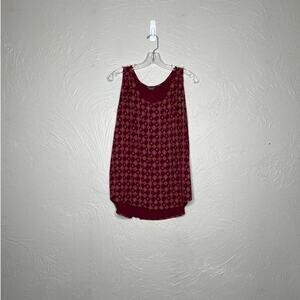 Eddie Bauer Women's XL Red Boho Print Sleeveless Blouse Top